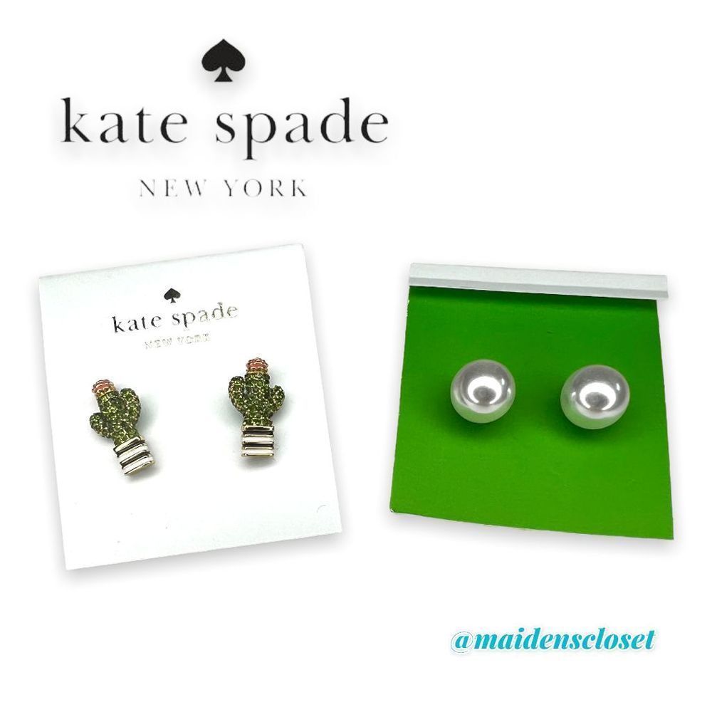 Kate Spade Scenic Route Pave Cactus Stud Earrings with Pearl Backing